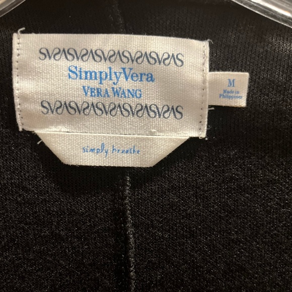 Simply Vera Wang Simply Breathe Black Long Zip Cardigan Sweater Medium - Picture 5 of 7